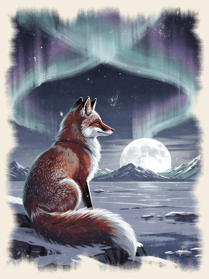 Arctic Fox vintage wildlife t-shirt design