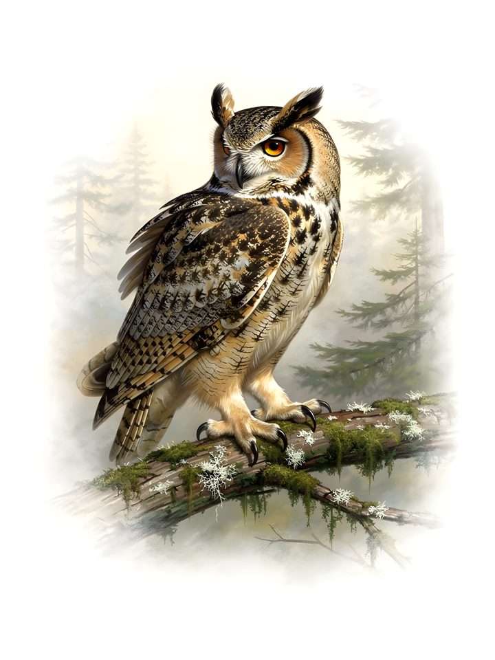 Great Horned Owl vintage wildlife t-shirt design