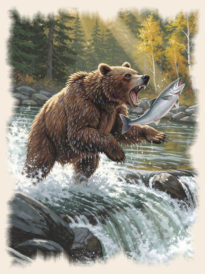 Grizzly Bear vintage wildlife t-shirt design