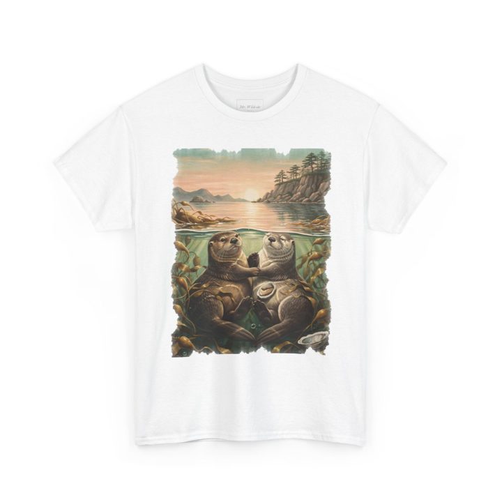 Sea Otters Holding Hands t-shirt mockup
