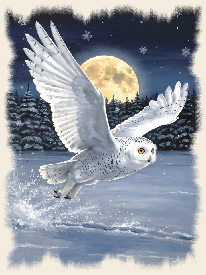 Snowy Owl vintage wildlife t-shirt design